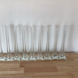 9 - Clear Glass Eiffel Tower Vases- 12.5 Inches Tall 