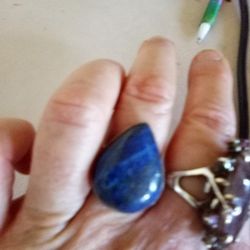 Large Pear Shape Lapis Lazuli 925 Ster Silver Ring Stamped 95 Size 8