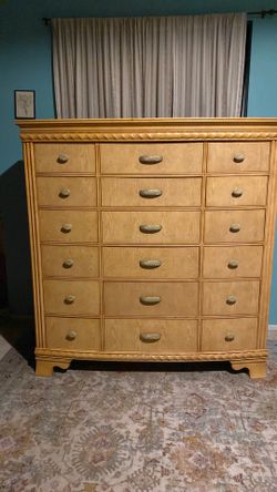 18 drawer dresser in good shape , light brown
