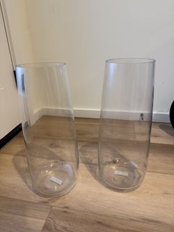 IKEA Tall Glass Cylinder Vases – Pair