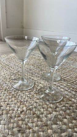 Set of 3 vintage martini glasses
