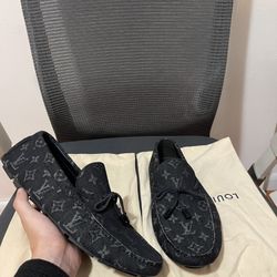 Louis Vuitton Driver Moccasins Denim Black, Size LV 8/US 9 100% Authentic