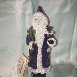 NEW Belsnickle Enesco Purple Robe Old World Santa Figurine With Secret Compartment
