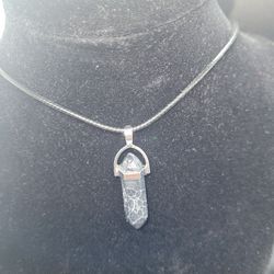 Black Crystal Glass Hexagonal Column Pendant Necklace

and Chakra Bracelets 