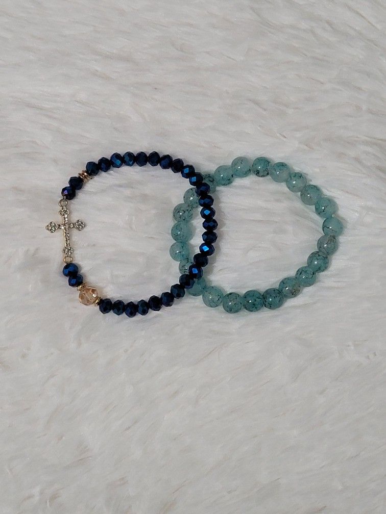 Glass Beaded Stretch Bracelets, NWOT