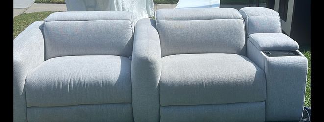 Light Gray Fabric Reclining Loveseat 3 pcs