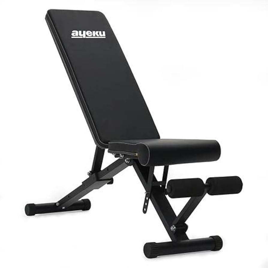 Weightlifting Bench, Adjustable Strength Training Bench, Quick Fold Full Body Workout - Black