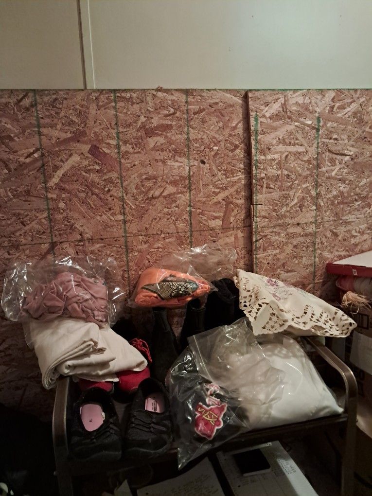 Box Lot Of Ten Assorted Items Collectable T Shirts Shoes Boots Table Clothes They Are All In Great Condition 
