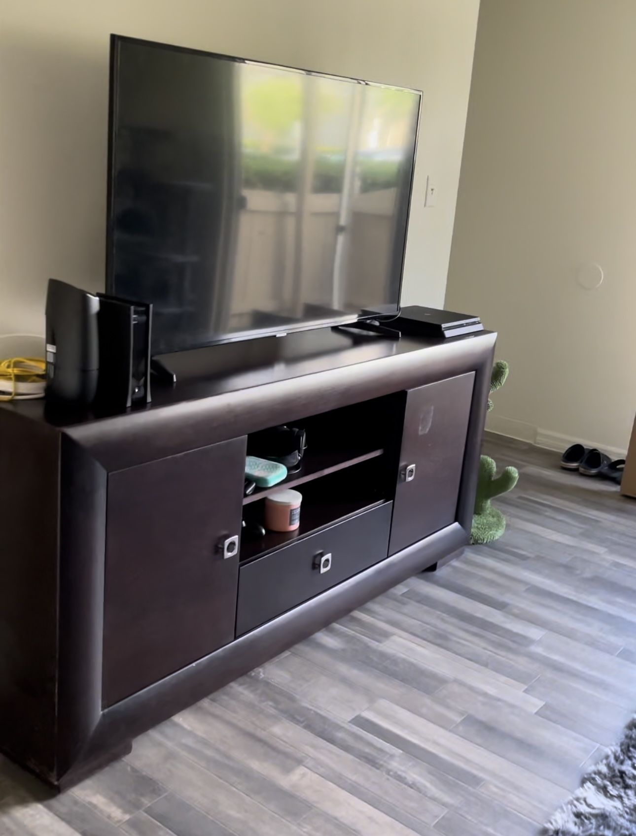 Dark Brown Wooden TV Stand