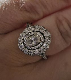 Diamond Engagement Ring 1-3/8 ct tw Round/Oval 14K White Gold