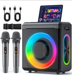 Verkb Karaoke Machine, 2 Wireless Rechargeable Microphones, 200W Speaker
Bluetooth 5.3