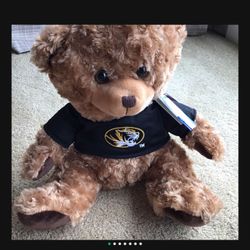 NEW MIZZOU BROWN TEDDY BEAR WITH TIGERS MU SHIRT UNIVERSITY OF MIZZOURI - GREAT GRAD GIFT!