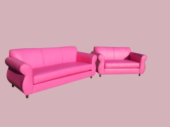 BRAND NEW  SOFAS AND LOVESEAT SET,  PINK LEATHER  CUSTOM MADE AVAILABLE