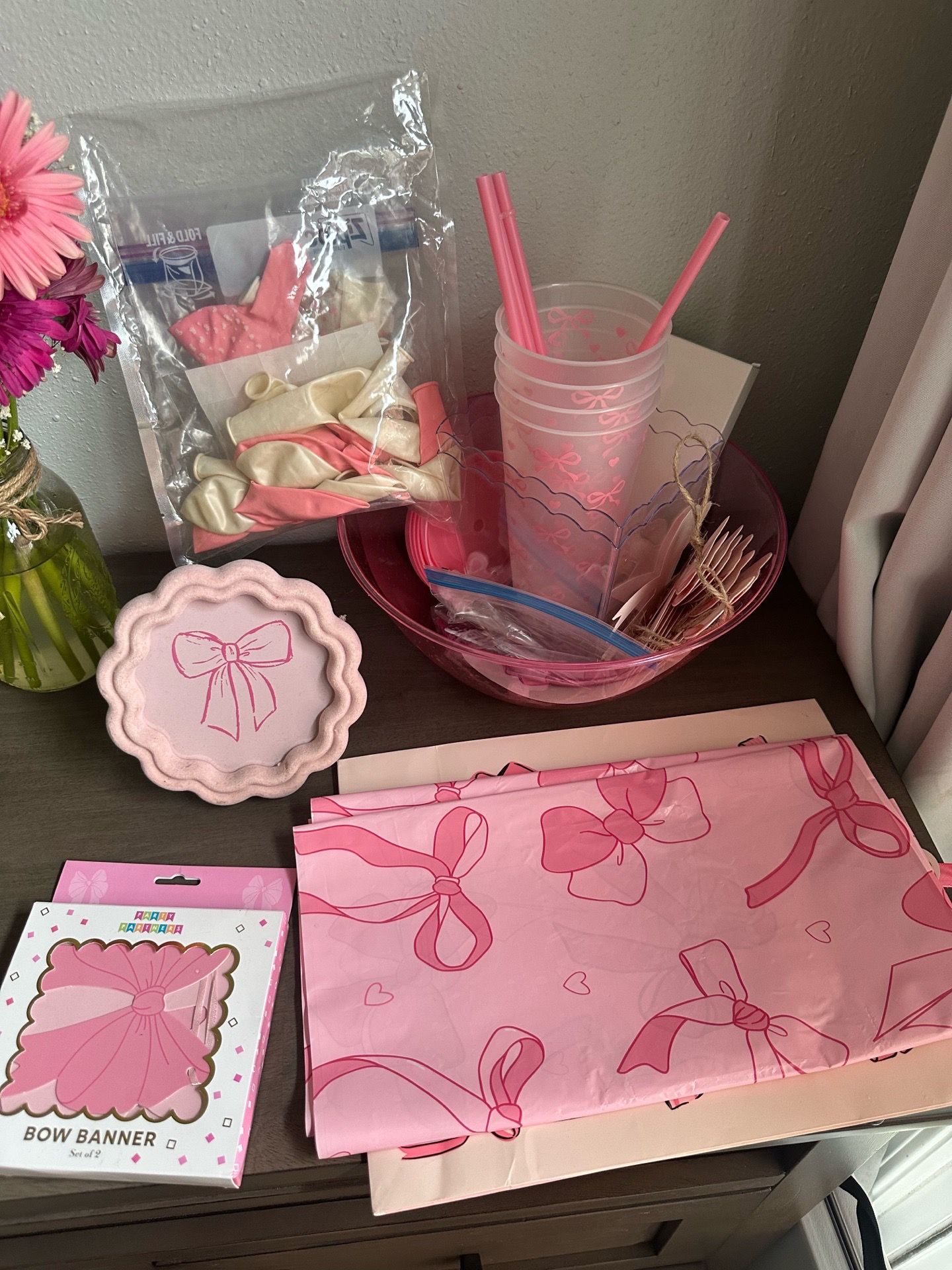 Pink birthday decorations