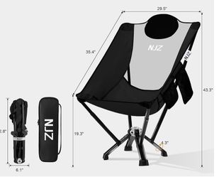 NJZ High-Back Folding Chair for Indoor & Outdoor Use — Comfortable High-Back Support, Easy One-Piece Setup, Stable Aluminum Frame, Portable Chair