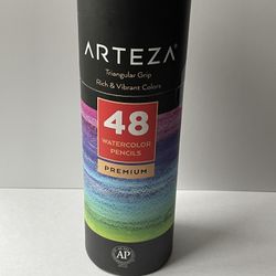 Arteza 48 Watercolor Pencils Premium Triangular Grip Rich/Vibrant Colors New