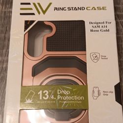 Samsung A14 Rose gold EV ring stand phone protective case