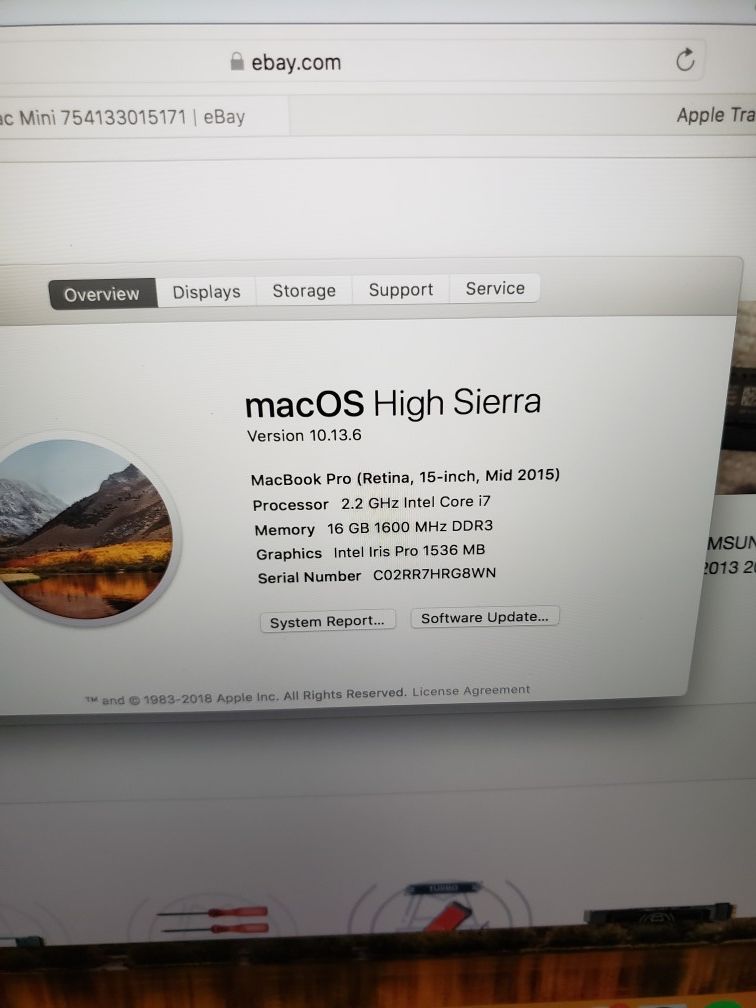 2015 15" macbook pro 16gb i7 1tb ssd w/ 1 yr warranty