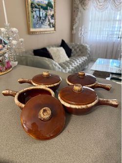 Vintage Hull Oven Proof USA Soup Bowls w/ Lids – Set of 4