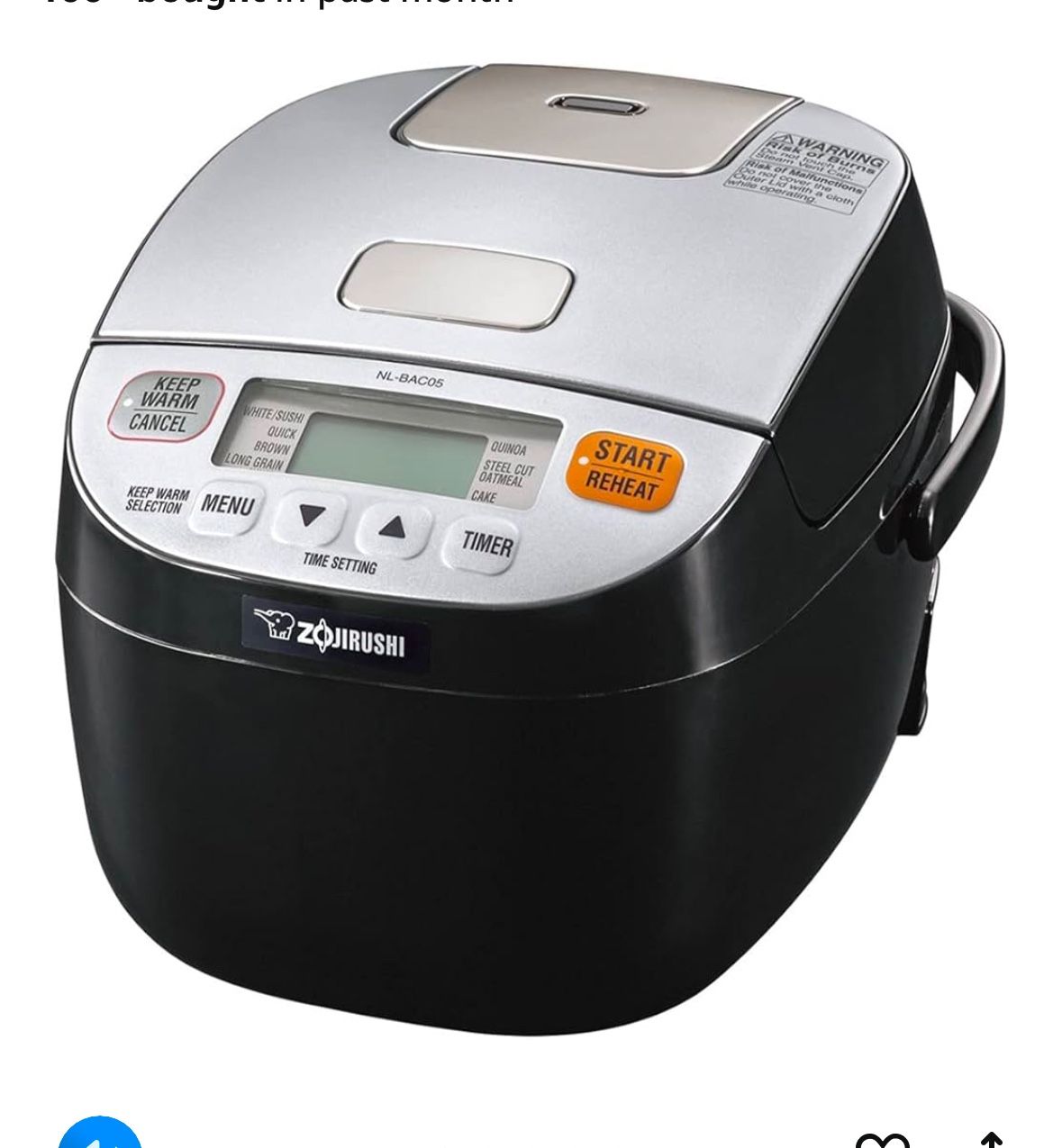 Zojirushi NL-BAC05SB Micom Rice Cooker & Warmer, Silver Black