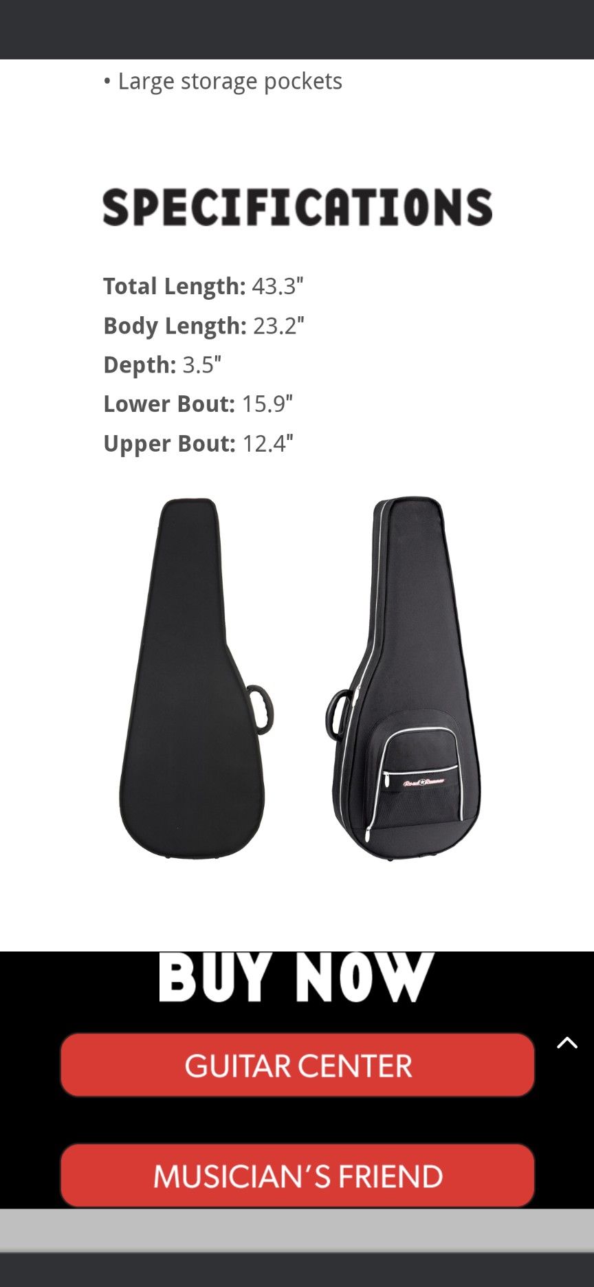 Road Runner Black Polyfoam Soft Acoustic Guitar Case