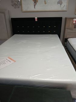 Black fabric Queen size headboard