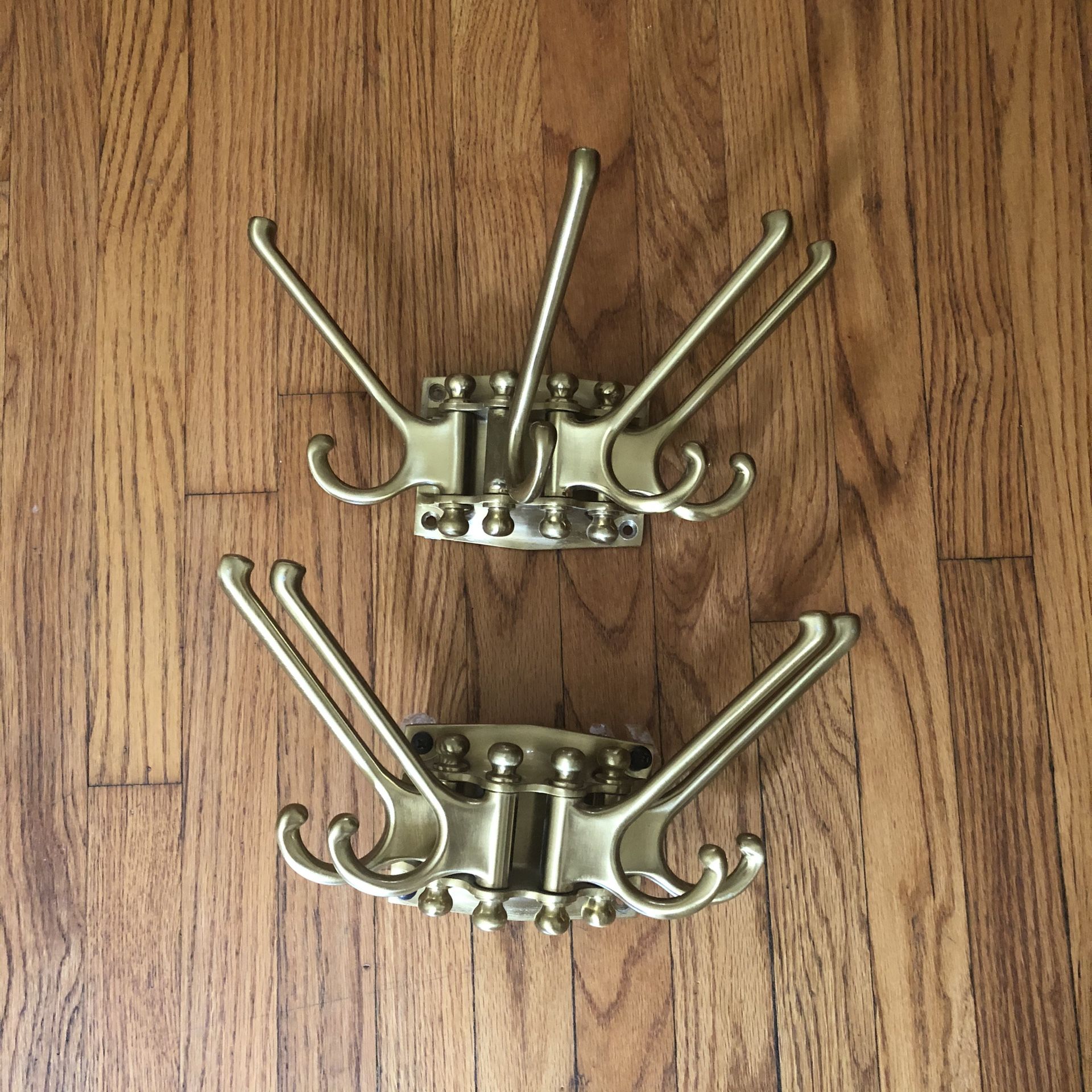 Brass Rack movable hooks hats coats scarves bags etc