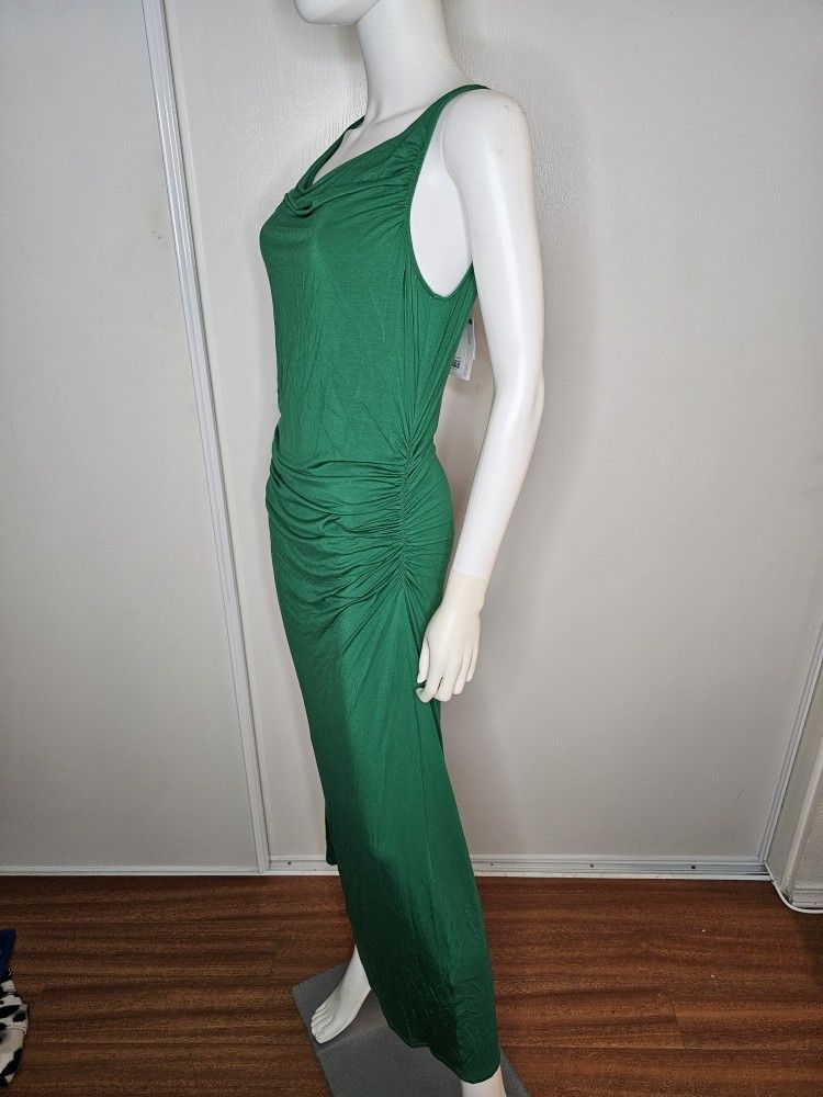 Atelier Los Angeles Draped Cowl Neck Midi Dress w/ Ruching...