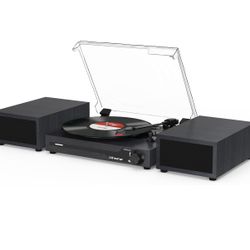 Vinyl Record Player with Speakers,