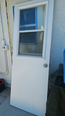 Free Gratis White Exterior Door with Half Glass Window