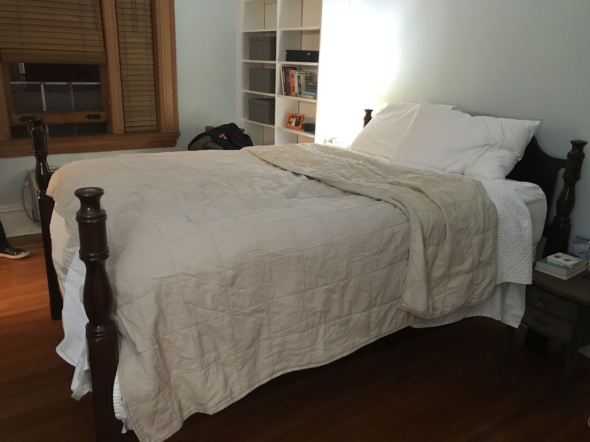 Queen bed frame with box spring - mattress not included
