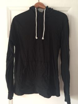 Black hoodie white drawstring