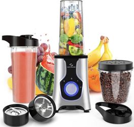 Nuovoware Portable Blender for Shakes and Smoothies, 12 PCS Personal Size Blenders with 6-Edge Blade, 600W Smoothie Blender with 2*20oz Portable Bottl