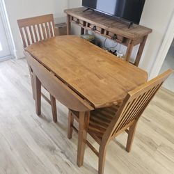 3 Piece Solid Wood Drop Lead Dining Table Set