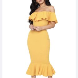 Fashion Nova Mustard Dress