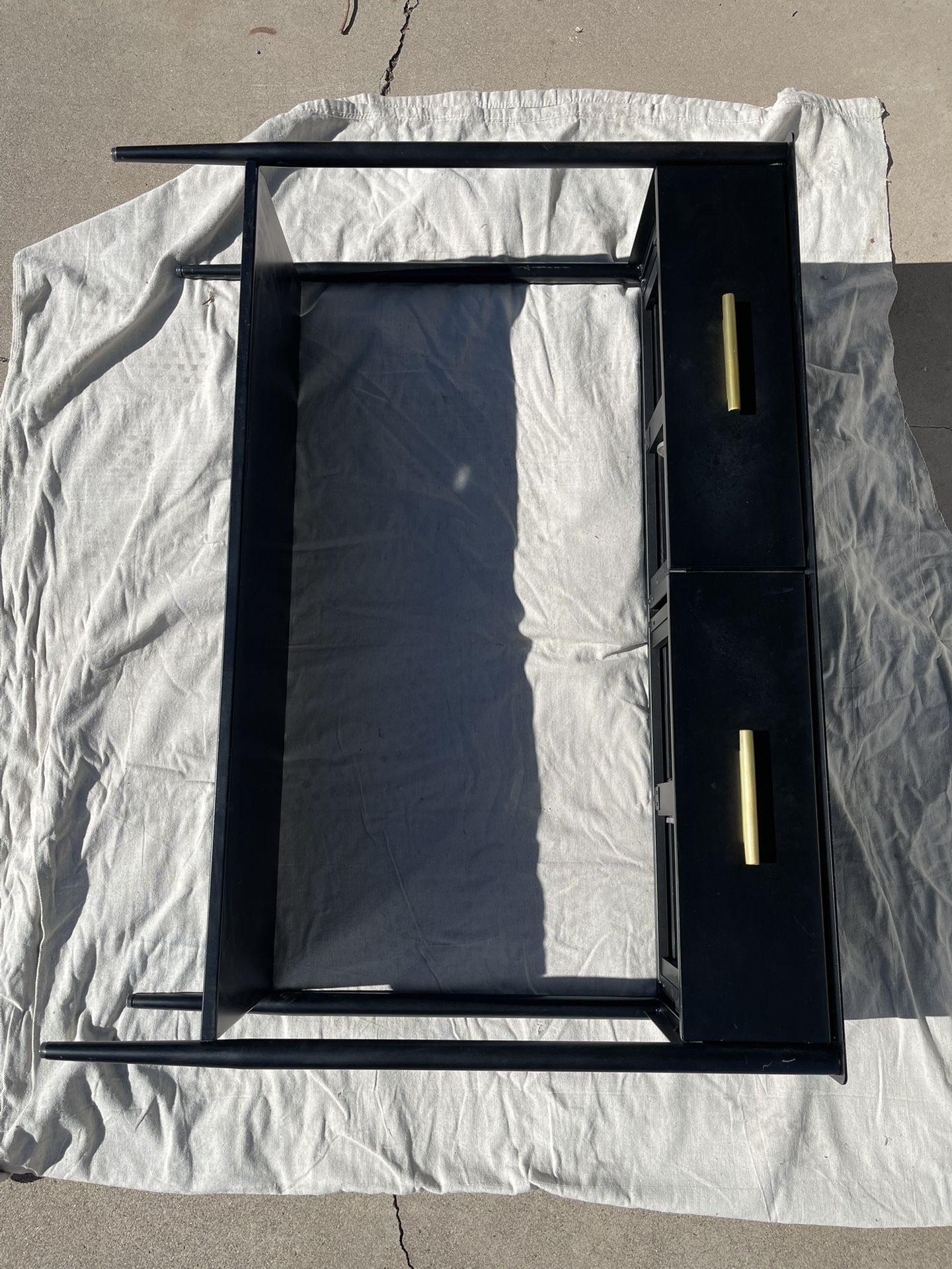 West Elm Matte Black And Gold Metal Console Table