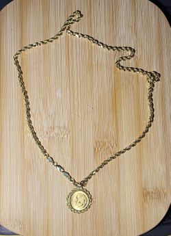 14k Rope Chain/ 5 Peso Gold Coin