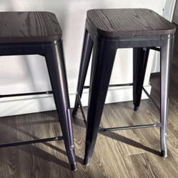 Two Counter Wood Stool Seats 2’