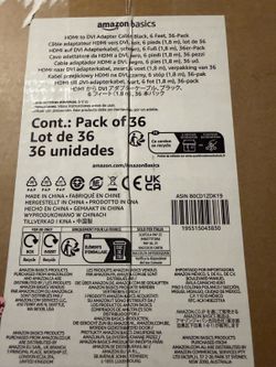 AmazonBasics HDMI to DVI Adapter Cables (6 ft, Black) - 36/Box - Brand New