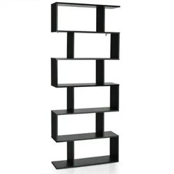 Costway - 6 Tier S-Shaped Bookshelf Storage Display