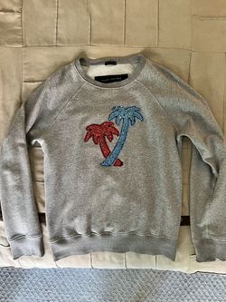 Marc Jacobs Sequined Palm Trees Heathered Sweatshirt In Grey