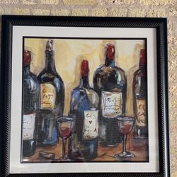 Wine Bottle Framed Art  36x36