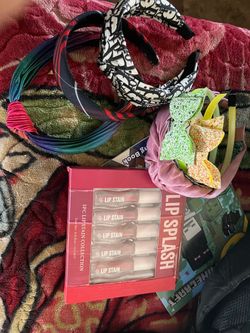 Girl, bundle, headbands, and lipgloss