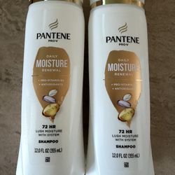 Lot Of 2 Bottles Pantene Pro-V Daily Moisture Renewal Shampoo 72 HR 12 oz each 