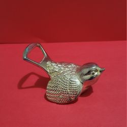 Vintage Silver-Plated Bottle & Can Opener - Decorated Bird Figure.