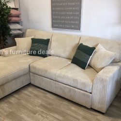Beige Sectional Pull-out Bed & Storage Chaise 
