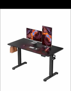 55’’ Height Adjustable Electric Standing Desk Inches Sit Stand up Desk, Memory Computer Home Office Desk, Carbon Fiber Black
