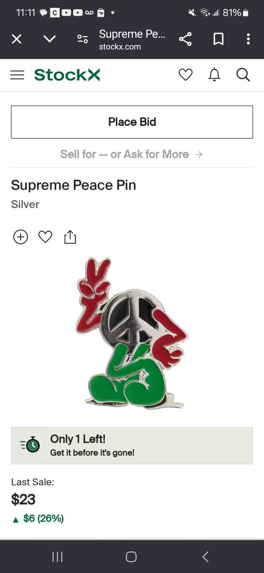 Supreme Peace Pin