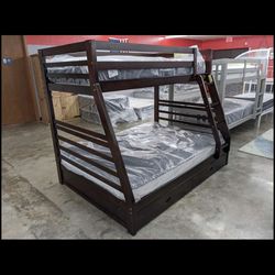 Twin Over Full Oak Wooden Bunk Bed Set ONLY $789!! $39 Down, Fast And Easy Approvals! Thumbnail