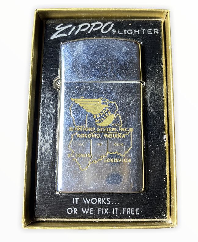 Vintage Brada Miller Freight System Zippo Lighter Bradford PA USA Made Orig Box